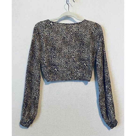 Urban Outfitters UO Top Womens Small Animal Print Cropped Twisted Front Boho - Picture 4 of 8
